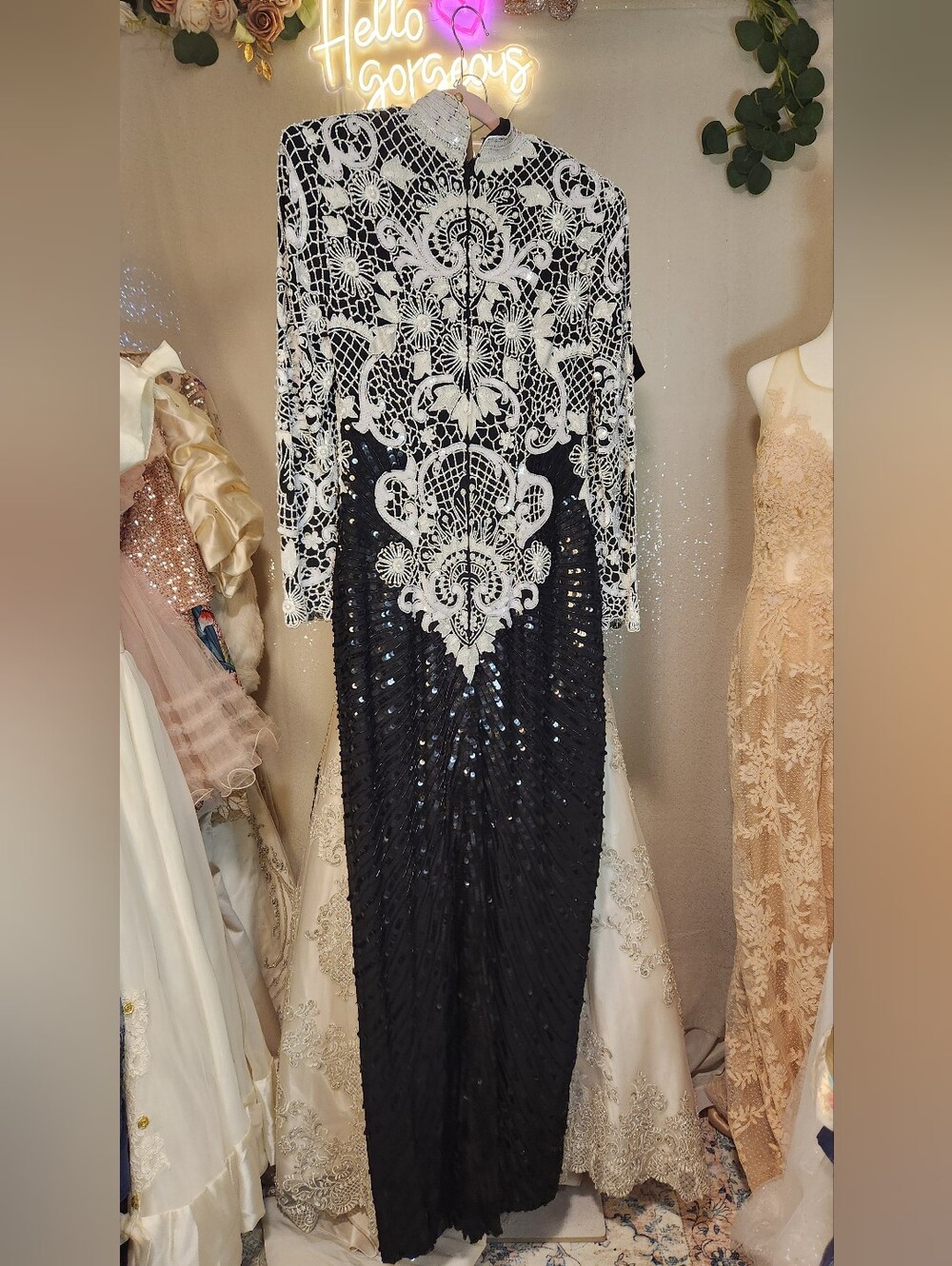 Vintage Naeem Khan For Lillie Rubin Riazee Nights Silk Embellished Evening Gown - Picture 12 of 14